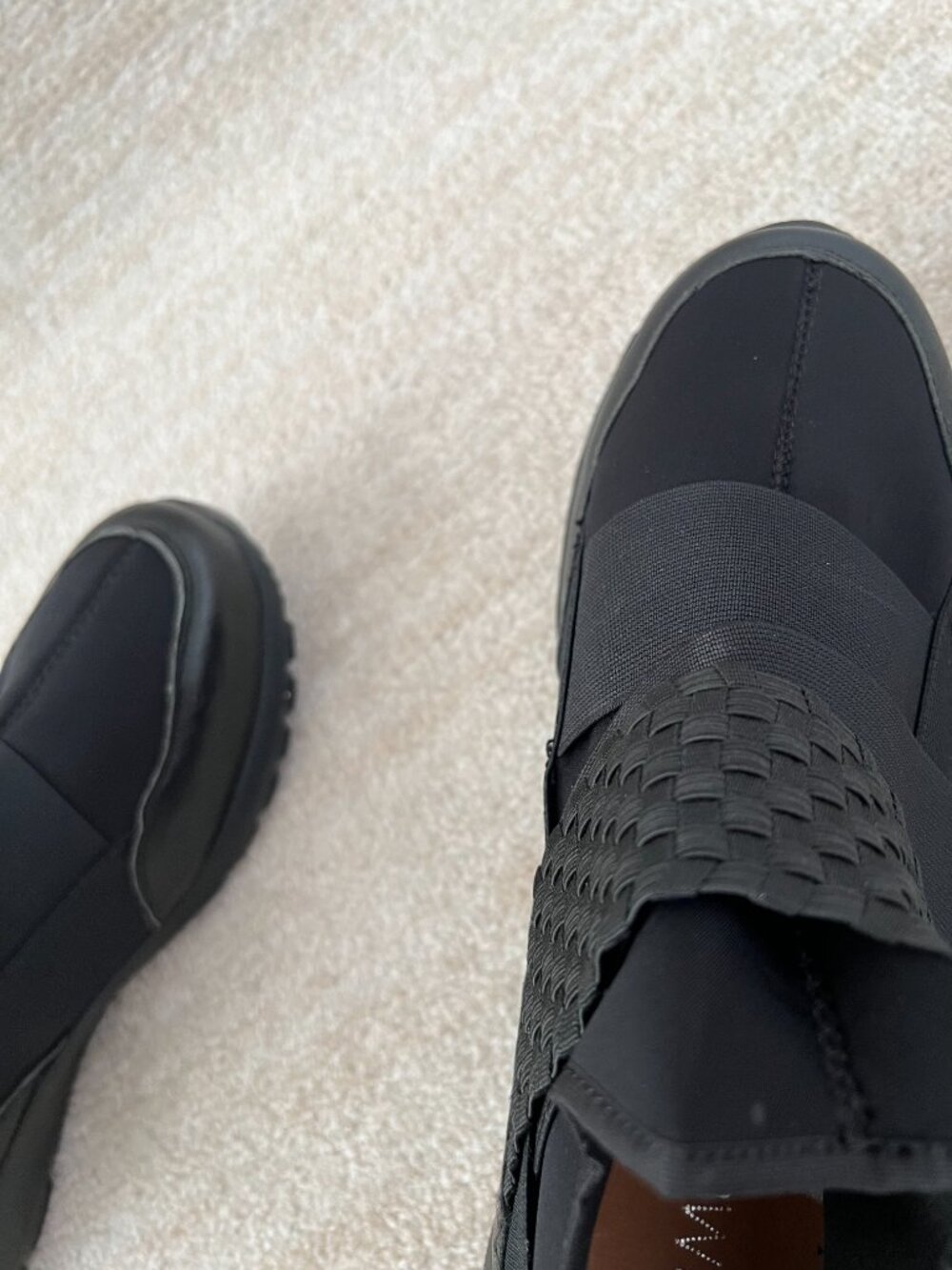 Bernie Mev Freedom Black Elastic Woven Cross Strap Slip On Sneakers Shoes 44 - Picture 9 of 12